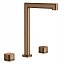 Grifo bimando de lavabo alto sobre encimera Toscana oro rosa cepillado de Imex